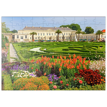 puzzleplate Schloss und Barockgarten im Schlosspark Herrenhausen, Hannover 100 Puzzle