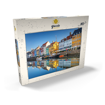Früher Morgen am Stichkanal Nyhavn im Stadtteil Frederiksstaden 100 Puzzle Schachtel Ansicht2