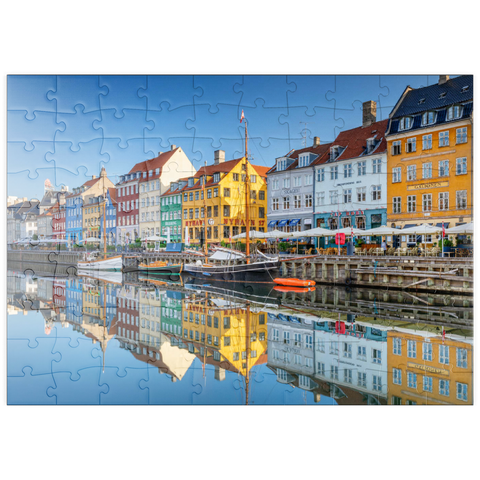 puzzleplate Früher Morgen am Stichkanal Nyhavn im Stadtteil Frederiksstaden 100 Puzzle