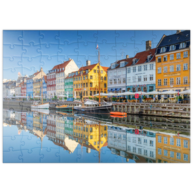 Darstellung des Puzzle Motivs Früher Morgen am Stichkanal Nyhavn im Stadtteil Frederiksstaden - Puzzleteile: 100