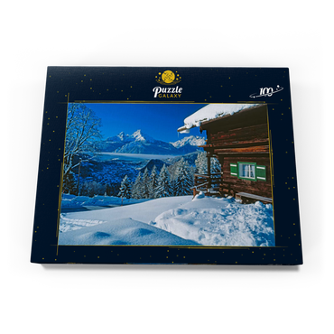 Hütte bei Metzenleiten gegen Watzmann (2713m), Berchtesgaden, Oberbayern 100 Puzzle Schachtel Ansicht3