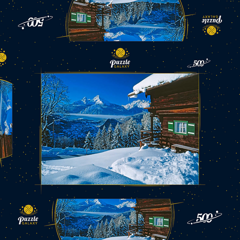 Hütte bei Metzenleiten gegen Watzmann (2713m), Berchtesgaden, Oberbayern 500 Puzzle Schachtel 3D Modell