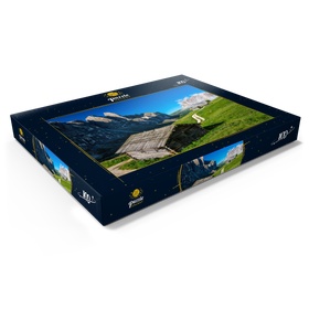 Darstellung des Puzzle Motivs Am Grödner Joch gegen Sellagruppe und Langkofel (3181m), Dolomiten, Südtirol - Puzzleteile: 100