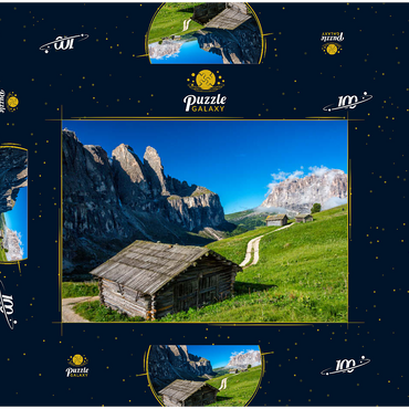 Am Grödner Joch gegen Sellagruppe und Langkofel (3181m), Dolomiten, Trentino-Südtirol 100 Puzzle Schachtel 3D Modell