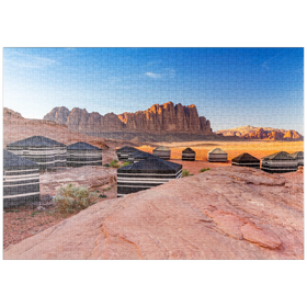 Darstellung des Puzzle-Motivs Mohammed Mutlak Camp im Abendlicht, Wadi Rum, Gouvernement Aqaba, Jordanien – Puzzleteile: 1000