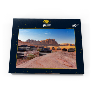 Mohammed Mutlak Camp im Abendlicht, Wadi Rum, Gouvernement Aqaba, Jordanien 100 Puzzle Schachtel Ansicht3
