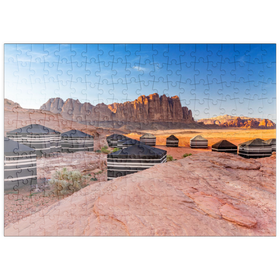 Darstellung des Puzzle Motivs Mohammed Mutlak Camp im Abendlicht, Wadi Rum, Gouvernement Aqaba, Jordanien - Puzzleteile: 200
