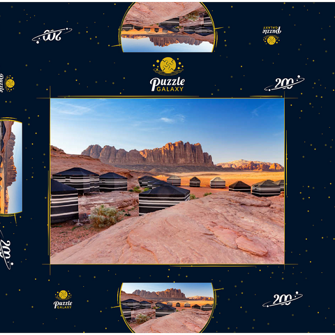 Mohammed Mutlak Camp im Abendlicht, Wadi Rum, Gouvernement Aqaba, Jordanien 200 Puzzle Schachtel 3D Modell