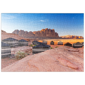Darstellung des Puzzle Motivs Mohammed Mutlak Camp im Abendlicht, Wadi Rum, Gouvernement Aqaba, Jordanien - Puzzleteile: 500