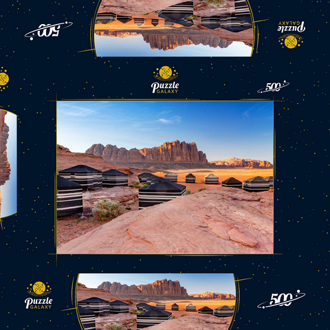 Mohammed Mutlak Camp im Abendlicht, Wadi Rum, Gouvernement Aqaba, Jordanien 500 Puzzle Schachtel 3D Modell