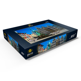 Alternative Darstellung des Puzzle-Motivs Grote Markt mit Zunfthäuser und Brabobrunnen, Antwerpen, Belgien – Puzzleteile: 1000