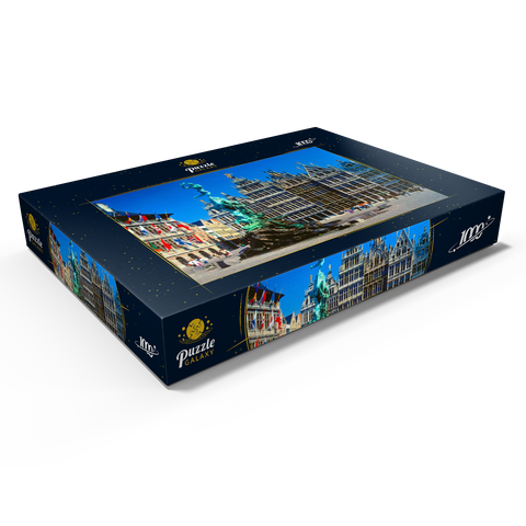 Grote Markt mit Zunfthäuser und Brabobrunnen, Antwerpen, Belgien 1000 Puzzle Schachtel Ansicht1