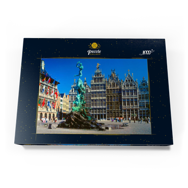 Grote Markt mit Zunfthäuser und Brabobrunnen, Antwerpen, Belgien 1000 Puzzle Schachtel Ansicht3