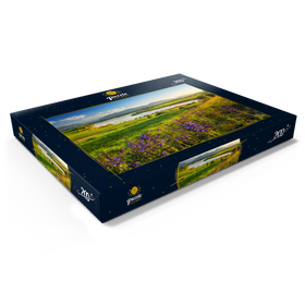 Darstellung des Puzzle Motivs Blick von der Aidlinger Höhe über den Riegsee in Richtung Murnau am Abend - Puzzleteile: 200