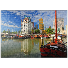 Darstellung des Puzzle Motivs Oudehaven mit dem Witte Huis, Rotterdam, Südholland, Niederlande - Puzzleteile: 1000