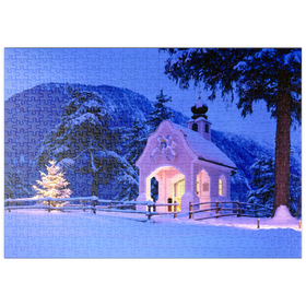 Darstellung des Puzzle Motivs Kapelle am Lautersee, Mittenwald, Oberbayern - Puzzleteile: 500
