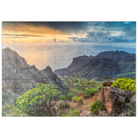 puzzleplate Blick von Arure in den Barranco von Taguluche im Sonnenuntergang 100 Puzzle