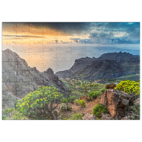 Darstellung des Puzzle Motivs Blick von Arure in den Barranco von Taguluche im Sonnenuntergang - Puzzleteile: 100