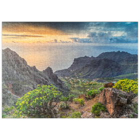 Darstellung des Puzzle-Motivs Blick von Arure in den Barranco von Taguluche im Sonnenuntergang – Puzzleteile: 500