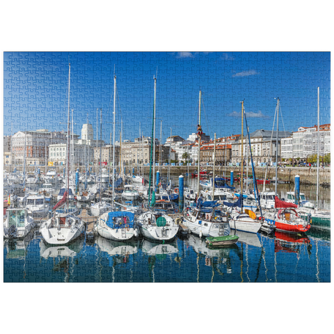 puzzleplate Alter Hafen von A Coruña, Camino Inglés, Jakobsweg Camino de Santiago 1000 Puzzle