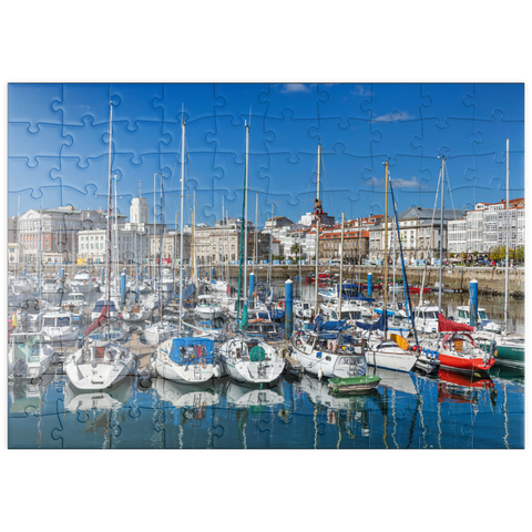 puzzleplate Alter Hafen von A Coruña, Camino Inglés, Jakobsweg Camino de Santiago 100 Puzzle