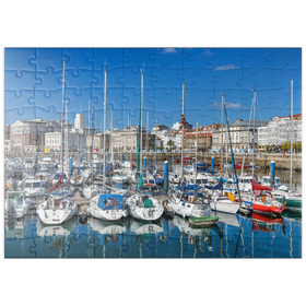 Darstellung des Puzzle Motivs Alter Hafen von A Coruña, Camino Inglés, Jakobsweg Camino de Santiago - Puzzleteile: 100