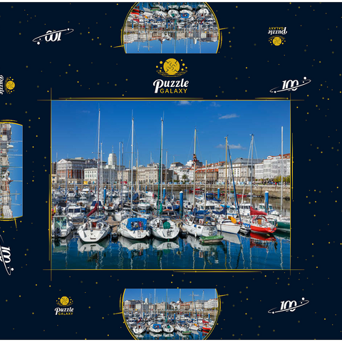 Alter Hafen von A Coruña, Camino Inglés, Jakobsweg Camino de Santiago 100 Puzzle Schachtel 3D Modell