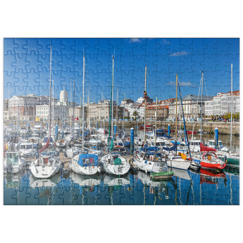 puzzleplate Alter Hafen von A Coruña, Camino Inglés, Jakobsweg Camino de Santiago 200 Puzzle