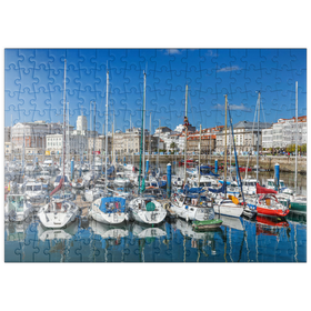 Darstellung des Puzzle Motivs Alter Hafen von A Coruña, Camino Inglés, Jakobsweg Camino de Santiago - Puzzleteile: 200