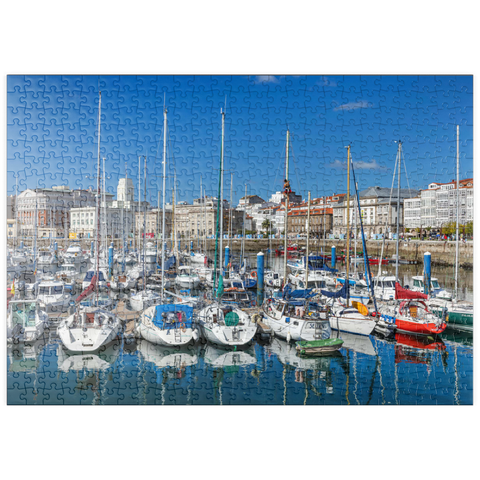 puzzleplate Alter Hafen von A Coruña, Camino Inglés, Jakobsweg Camino de Santiago 500 Puzzle