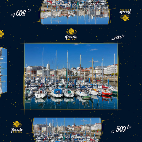 Alter Hafen von A Coruña, Camino Inglés, Jakobsweg Camino de Santiago 500 Puzzle Schachtel 3D Modell