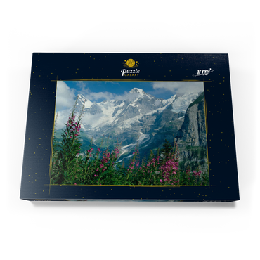 Blick von Mürren auf Eiger, Mönch und Jungfrau, Kanton Bern, Schweiz 1000 Puzzle Schachtel Ansicht3
