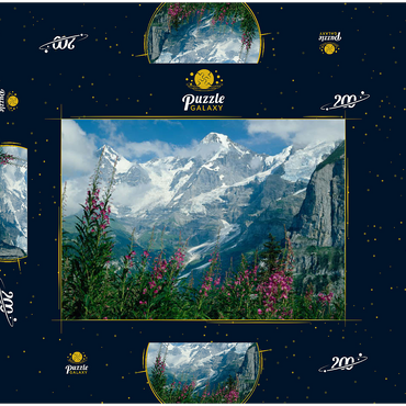 Blick von Mürren auf Eiger, Mönch und Jungfrau, Kanton Bern, Schweiz 200 Puzzle Schachtel 3D Modell