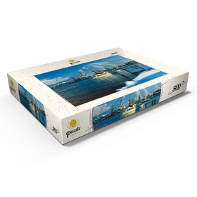 Darstellung des Puzzle Motivs Malerwinkel mit Kirche von Rottach-Egern am Tegernsee und Blick zum Wallberg - Puzzleteile: 500