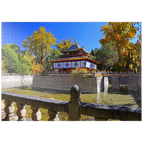 Darstellung des Puzzle-Motivs Wasserpavillon im Park der Sommerresidenz des Dalai Lamas, Tibet – Puzzleteile: 1000
