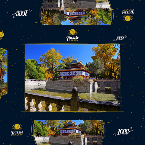 Wasserpavillon im Park der Sommerresidenz des Dalai Lamas, Tibet 1000 Puzzle Schachtel 3D Modell
