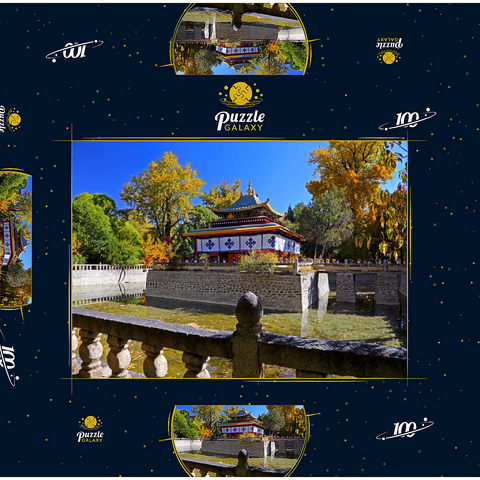 Wasserpavillon im Park der Sommerresidenz des Dalai Lamas, Tibet 100 Puzzle Schachtel 3D Modell