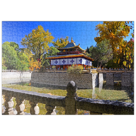 Darstellung des Puzzle-Motivs Wasserpavillon im Park der Sommerresidenz des Dalai Lamas, Tibet – Puzzleteile: 500