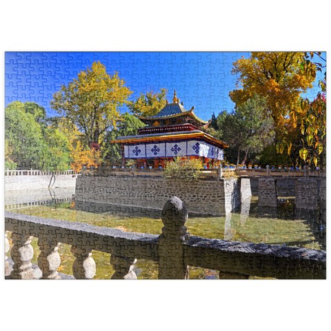 puzzleplate Wasserpavillon im Park der Sommerresidenz des Dalai Lamas, Tibet 500 Puzzle