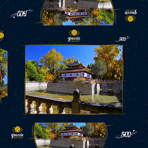 Wasserpavillon im Park der Sommerresidenz des Dalai Lamas, Tibet 500 Puzzle Schachtel 3D Modell