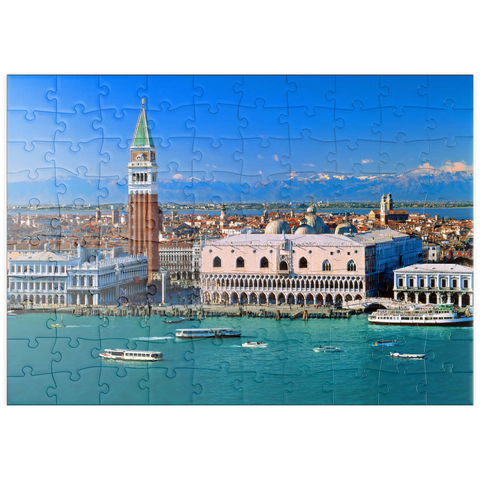 puzzleplate Blick zum Campanile und Dogenpalast, Venedig, Venetien, Italien 100 Puzzle