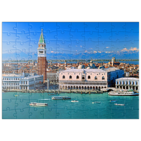 Darstellung des Puzzle Motivs Blick zum Campanile und Dogenpalast, Venedig, Venetien, Italien - Puzzleteile: 100
