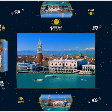Blick zum Campanile und Dogenpalast, Venedig, Venetien, Italien 100 Puzzle Schachtel 3D Modell