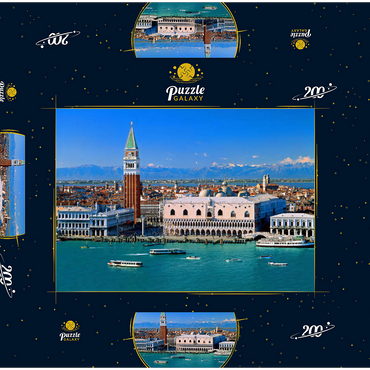 Blick zum Campanile und Dogenpalast, Venedig, Venetien, Italien 200 Puzzle Schachtel 3D Modell