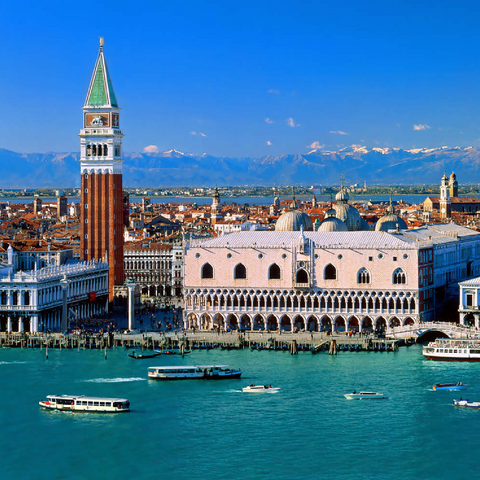 Blick zum Campanile und Dogenpalast, Venedig, Venetien, Italien 500 Puzzle 3D Modell