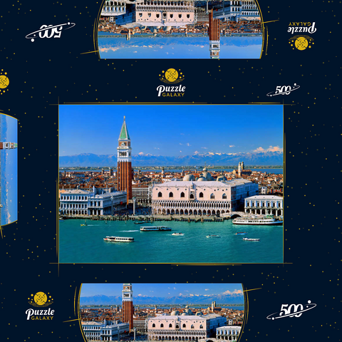 Blick zum Campanile und Dogenpalast, Venedig, Venetien, Italien 500 Puzzle Schachtel 3D Modell