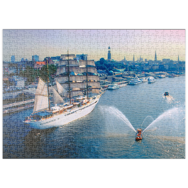puzzleplate Begrüßung der Sea Cloud an den St. Pauli Landungsbrücken, Hamburg, Deutschland 500 Puzzle