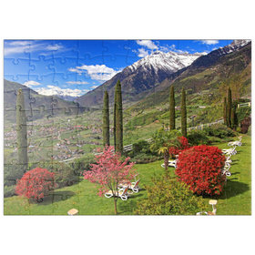 Darstellung des Puzzle Motivs Dorf Tirol, Provinz Bozen, Trentino-Südtirol, Italien - Puzzleteile: 100