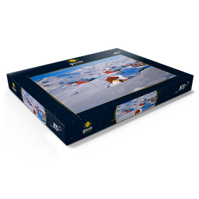 Darstellung des Puzzle Motivs Blick über das Hüttendorf Ustaoset, Buskerud, Hallingdal, Norwegen - Puzzleteile: 100