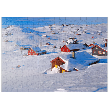 puzzleplate Blick über das Hüttendorf Ustaoset, Buskerud, Hallingdal, Norwegen 200 Puzzle